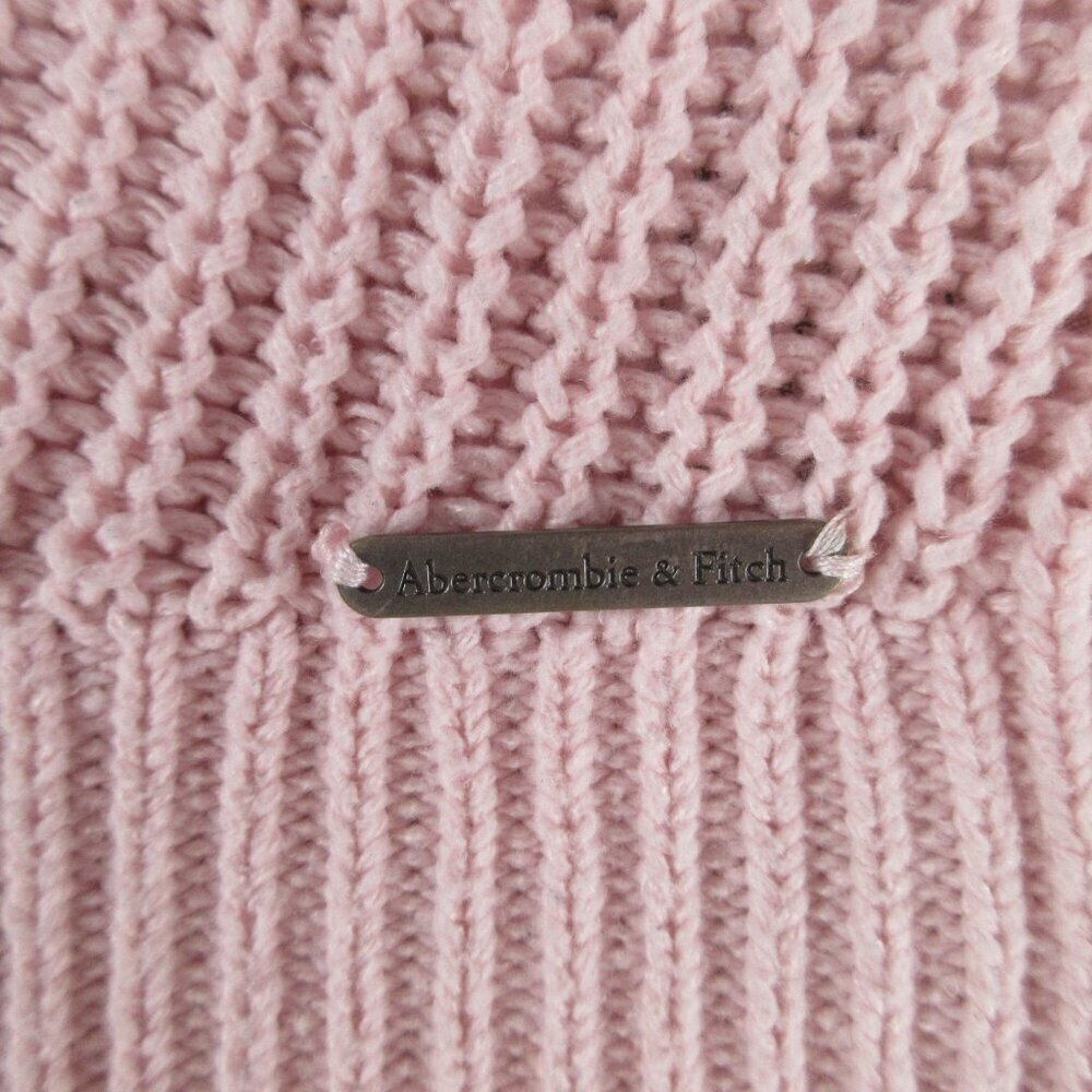 Abercrombie & Fitch V Neck Rib Knit Sweater Size S Soft Pink Pullover - Picture 3 of 10